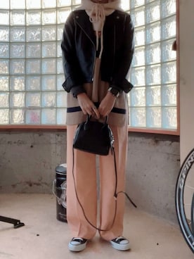 「GRL（グレイル）のアイテム（ライダースジャケット）」を使った、happyclosetさん（レディース・162cm）の秋コーディネート