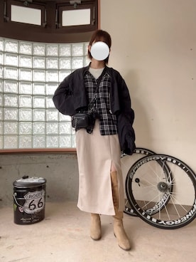 「JEANASIS（ジーナシス）のアイテム（MA-1）」を使った、happyclosetさん（レディース・162cm）の秋コーディネート