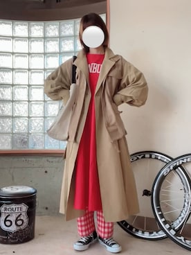 「アイテム（トレンチコート）」を使った、happyclosetさん（レディース・162cm）の春コーディネート