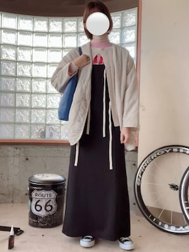 「andme（アンドミー）のアイテム（ノーカラージャケット）」を使った、happyclosetさん（レディース・162cm）の冬コーディネート