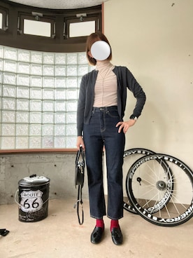 「JUNOAH（ジュノア）のシアーウェーブカットソー（Tシャツ/カットソー）」を使った、happyclosetさん（レディース・162cm）の秋コーディネート