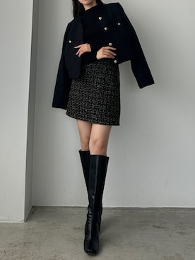 「アイテム（ノーカラージャケット）」を使った、chieriさん（レディース・162cm）の秋コーディネート