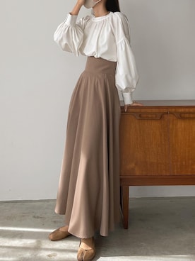 「アイテム（スカート、ブラウン系）」を使った、chieriさん（レディース・162cm）の秋コーディネート
