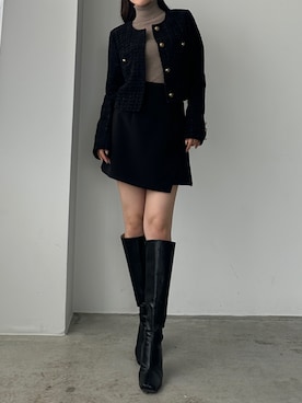 「アイテム（ノーカラージャケット）」を使った、chieriさん（レディース・162cm・20代）の秋コーディネート