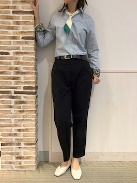 「アイテム（ビジネスシャツ）」を使った、BRICK HOUSE by Tokyo Shirts 静岡マークイズ店さん（レディース・167cm）の秋コーディネート