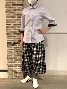 「アイテム（ビジネスシャツ）」を使った、BRICK HOUSE by Tokyo Shirts 静岡マークイズ店さん（レディース・155cm）の夏コーディネート