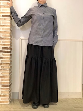 「アイテム（ビジネスシャツ）」を使った、BRICK HOUSE by Tokyo Shirts 静岡マークイズ店さん（レディース・154cm）の秋コーディネート