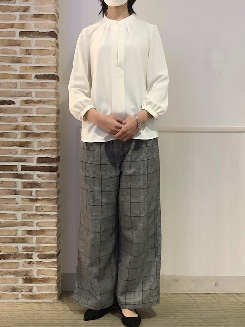 ブラウス シャツ シルキーサテン バンドタックブラウス 長袖 レディース レディース シルキーサテン バンドタックブラウス 長袖 レディース（シャツ