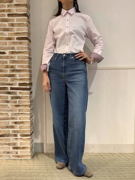 「アイテム（ビジネスシャツ）」を使った、BRICK HOUSE by Tokyo Shirts 静岡マークイズ店さん（レディース・167cm）の秋コーディネート