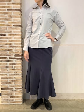 「アイテム（ビジネスシャツ）」を使った、BRICK HOUSE by Tokyo Shirts 静岡マークイズ店さん（レディース・167cm）の冬コーディネート