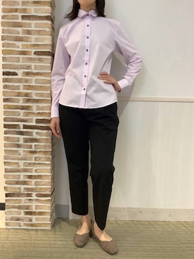 「アイテム（ビジネスシャツ）」を使った、BRICK HOUSE by Tokyo Shirts 静岡マークイズ店さん（レディース・167cm）の秋コーディネート