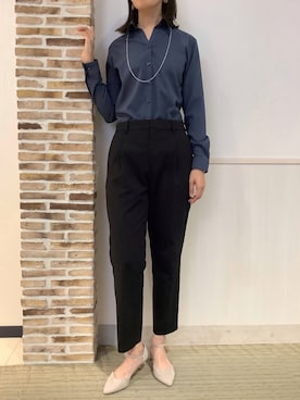 「TOKYO SHIRTS（トウキョウシャツ）のCOFREX 形態安定ノンアイロン スキッパー 長袖ビジネスワイシャツ（ビジネスシャツ）」を使った、BRICK HOUSE by Tokyo Shirts 静岡マークイズ店さん（レディース・167cm）の秋コーディネート