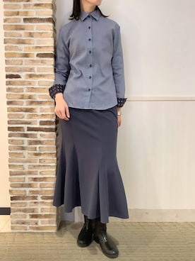 「アイテム（ビジネスシャツ）」を使った、BRICK HOUSE by Tokyo Shirts 静岡マークイズ店さん（レディース・167cm）の秋コーディネート