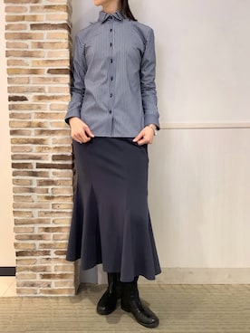 「アイテム（ビジネスシャツ）」を使った、BRICK HOUSE by Tokyo Shirts 静岡マークイズ店さん（レディース・167cm）の秋コーディネート