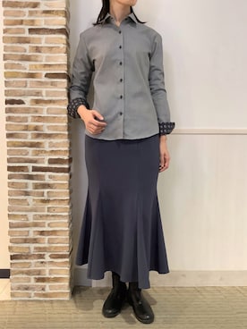 「アイテム（ビジネスシャツ）」を使った、BRICK HOUSE by Tokyo Shirts 静岡マークイズ店さん（レディース・167cm）の秋コーディネート