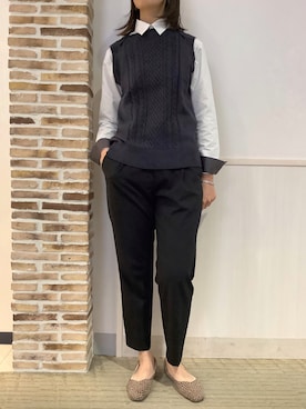 「アイテム（ビジネスシャツ）」を使った、BRICK HOUSE by Tokyo Shirts 静岡マークイズ店さん（レディース・167cm）の秋コーディネート