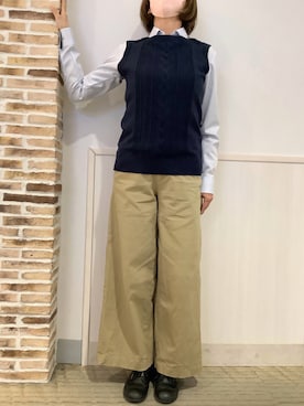 「TOKYO SHIRTS（トウキョウシャツ）のアイテム（ベスト）」を使った、BRICK HOUSE by Tokyo Shirts 静岡マークイズ店さん（レディース・155cm）の春コーディネート