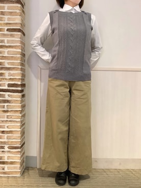 「TOKYO SHIRTS（トウキョウシャツ）のアイテム（ベスト）」を使った、BRICK HOUSE by Tokyo Shirts 静岡マークイズ店さん（レディース・155cm）の春コーディネート