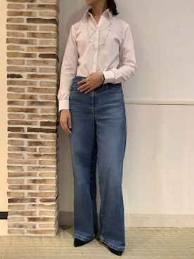 「アイテム（ビジネスシャツ）」を使った、BRICK HOUSE by Tokyo Shirts 静岡マークイズ店さん（レディース・167cm）の秋コーディネート