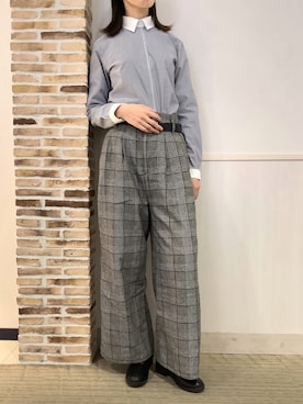 「アイテム（ビジネスシャツ）」を使った、BRICK HOUSE by Tokyo Shirts 静岡マークイズ店さん（レディース・167cm）の冬コーディネート