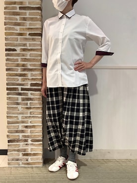 「アイテム（ビジネスシャツ）」を使った、BRICK HOUSE by Tokyo Shirts 静岡マークイズ店さん（レディース・155cm）の夏コーディネート