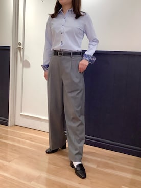 「アイテム（ビジネスシャツ）」を使った、TOKYO SHIRTS 大阪クロスト店さん（レディース・155cm）の秋コーディネート