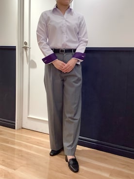 「アイテム（ビジネスシャツ）」を使った、TOKYO SHIRTS 大阪クロスト店さん（レディース・155cm）の夏コーディネート