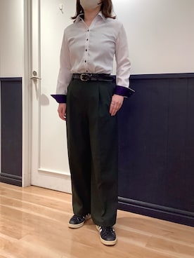 「アイテム（ビジネスシャツ）」を使った、TOKYO SHIRTS 大阪クロスト店さん（レディース・160cm）の夏コーディネート