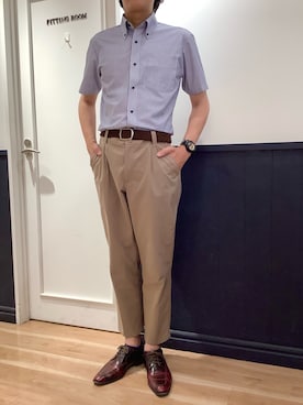 「アイテム（ビジネスシャツ）」を使った、TOKYO SHIRTS 大阪クロスト店さん（メンズ・177cm）の夏コーディネート