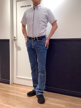「アイテム（ビジネスシャツ）」を使った、TOKYO SHIRTS 大阪クロスト店さん（メンズ・180cm）の夏コーディネート