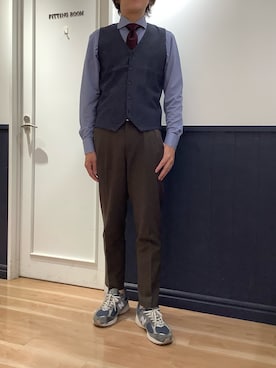 「アイテム（ビジネスシャツ）」を使った、TOKYO SHIRTS 大阪クロスト店さん（メンズ・177cm）の秋コーディネート