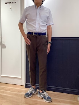 「アイテム（ビジネスシャツ）」を使った、TOKYO SHIRTS 大阪クロスト店さん（メンズ・177cm）の夏コーディネート