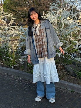 「SOMETHING（サムシング）のアイテム」を使った、fuwa chanさん（レディース・162cm）の春コーディネート