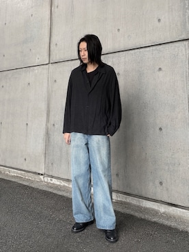 「WYM LIDNM（ウィム バイ リドム）のMVS LAYERED SLIT TANK TOP（タンクトップ、ブラック系）」を使った、suguruさん（メンズ・180cm）の秋コーディネート