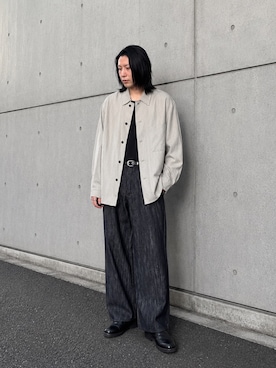 「WYM LIDNM（ウィム バイ リドム）のFAUX WOOL COMFORT SHIRT（シャツ/ブラウス、グレー系）」を使った、suguruさん（メンズ・180cm）の秋コーディネート