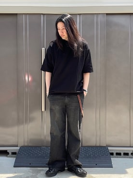 「WYM LIDNM（ウィム バイ リドム）のEXTRA FINE COTTON BASIC TEE（Tシャツ/カットソー）」を使った、suguruさん（メンズ・180cm・30代）の夏コーディネート