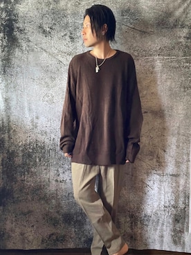 「アイテム（ニット/セーター）」を使った、suguruさん（メンズ・180cm・30代）の秋コーディネート