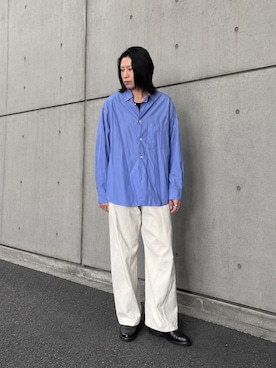 「WYM LIDNM（ウィム バイ リドム）のTENCEL RELAX WIDE SHIRT（シャツ/ブラウス、ブルー系）」を使った、suguruさん（メンズ・180cm）の秋コーディネート