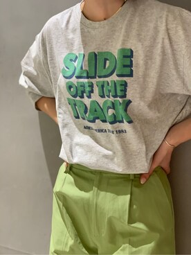 「Ungrid（アングリッド）のロゴロングスリーブTee（Tシャツ/カットソー）」を使った、長倉稔里さん（レディース・169cm）の冬コーディネート