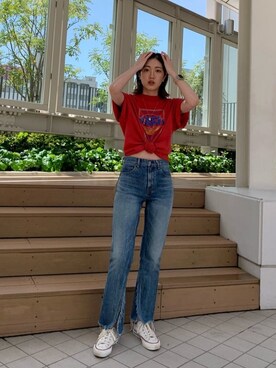 長倉稔里さん（レディース・169cm）の春コーディネート