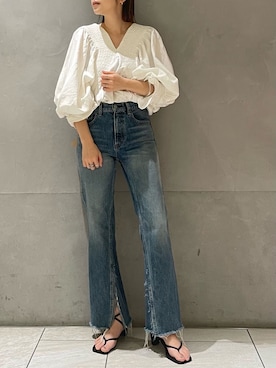 峯村真由さん（レディース・158cm）の春コーディネート