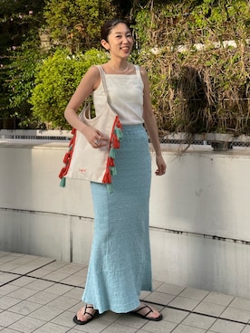 峯村真由さん(レディース・158cm)の夏コーディネート