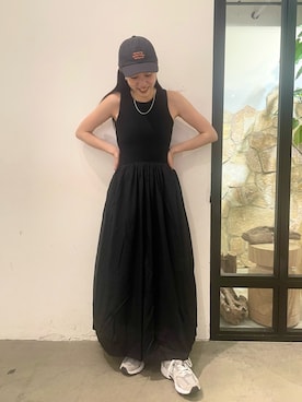 「アイテム（キャップ）」を使った、峯村真由さん（レディース・158cm・20代）の春コーディネート