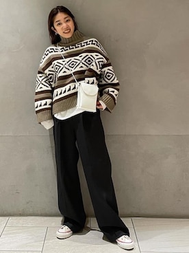 峯村真由さん（レディース・158cm）の冬コーディネート