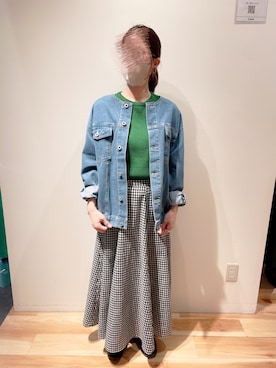 「Samansa Mos2 blue」｜「アイテム（デニムジャケット）」を使った、zukikiさん（レディース・160cm）の春コーディネート