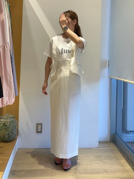 「Te chichi（テチチ）のアイテム（ベスト）」を使った、saki.さん（レディース・157cm）の夏コーディネート