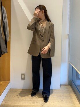 「Te chichi（テチチ）のアイテム（ノーカラージャケット）」を使った、saki.さん（レディース・157cm）の秋コーディネート