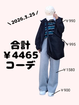 「nyunyuのアイテム（キャップ、ベージュ系）」を使った、ちょしさん（レディース・160cm）の春コーディネート