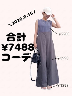 「アイテム（オールインワン・サロペット）」を使った、ちょしさん（レディース・160cm）の夏コーディネート