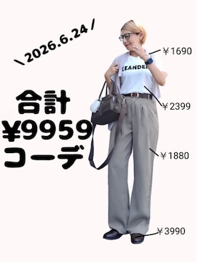 「Re:EDIT（リエディ）のアイテム（Tシャツ/カットソー、ホワイト系）」を使った、ちょしさん（レディース・160cm）の夏コーディネート